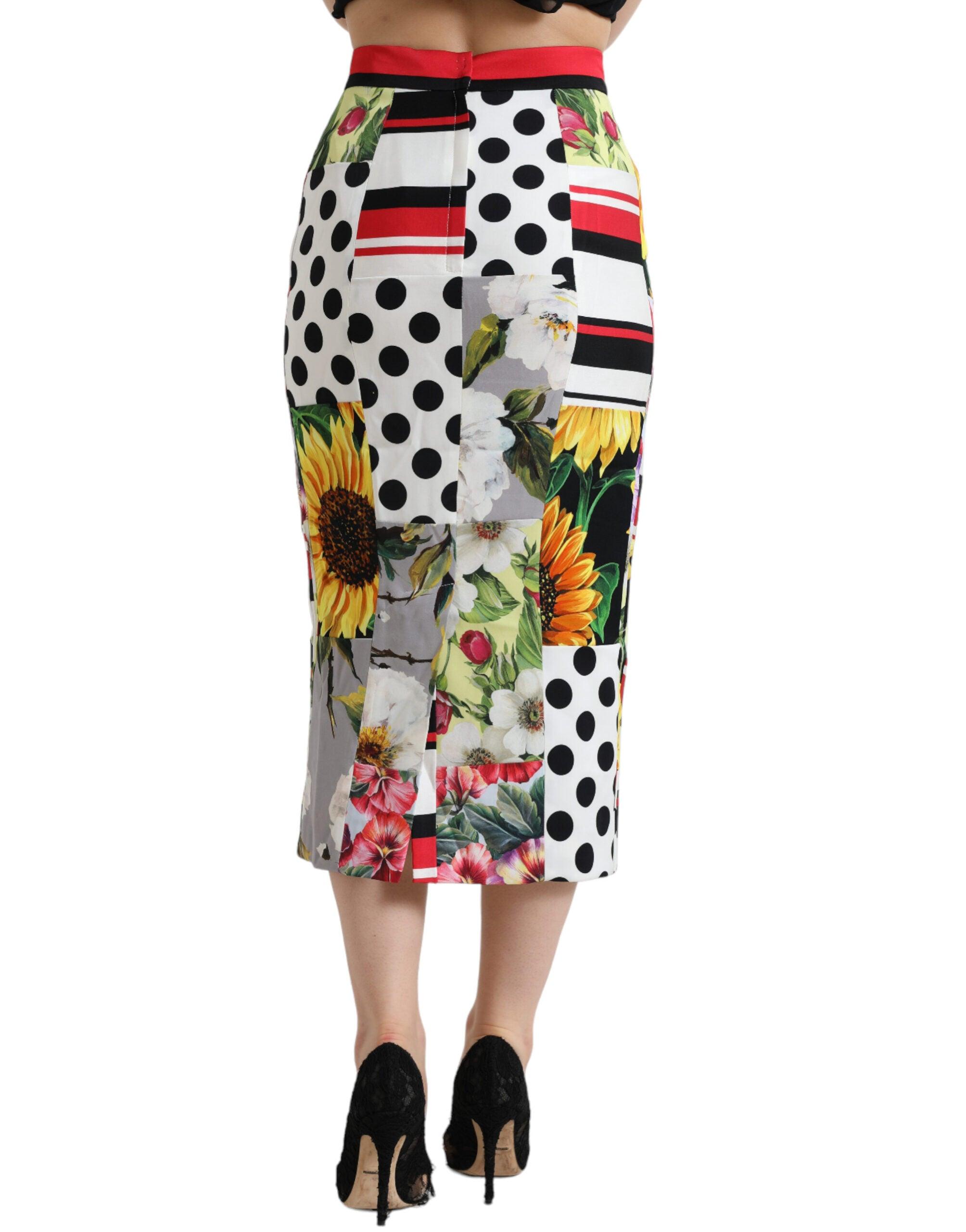Dolce & Gabbana Multifarve Patchwork High Waist Pencil Cut Skirt-Modeoutlet