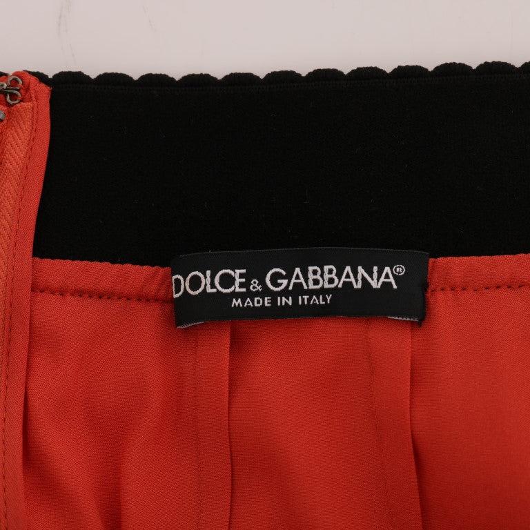 Dolce & Gabbana Orange Macramé Lace Pencil Skirt