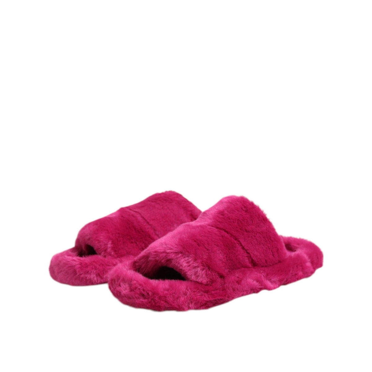 Dolce & Gabbana Pink Acrylic Faux Fur Mens Flats Sandals Shoes