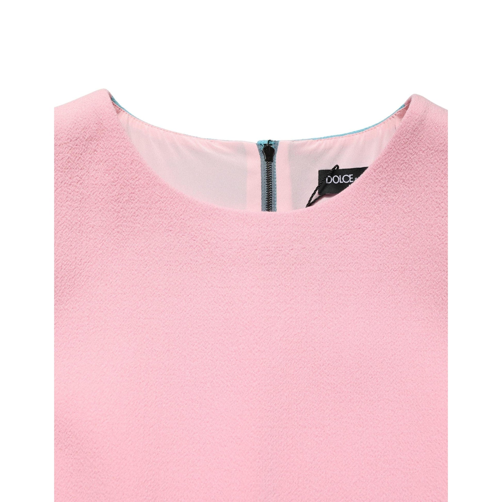 Dolce & Gabbana Pink Blue Wool Sleeveless Shift Mini Dress