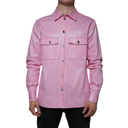 Dolce & Gabbana Pink Cotton Collared Button Down Shirt