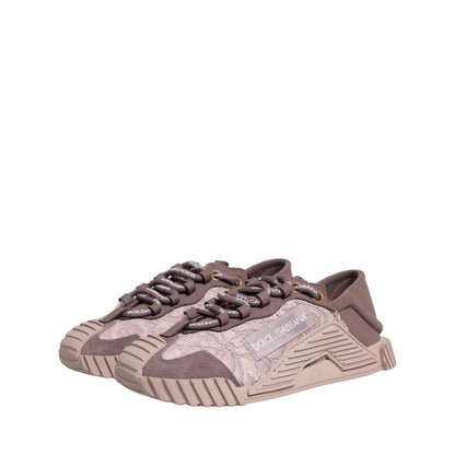 Dolce & Gabbana Pink Lace NS1 Low Top Sneaker Sports Shoes