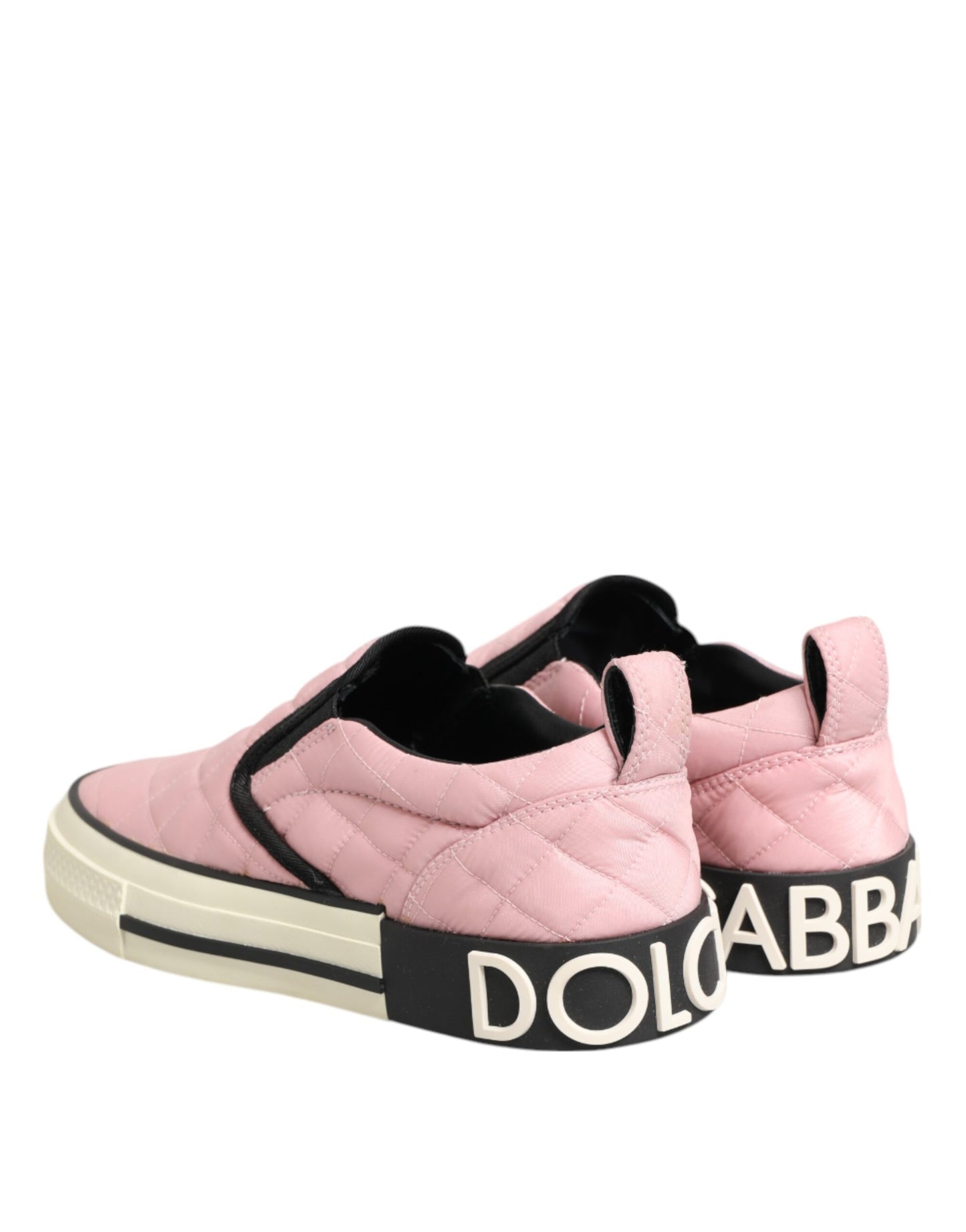 Dolce & Gabbana Pink Quilted Nylon Slip-On Sneakers Shoes