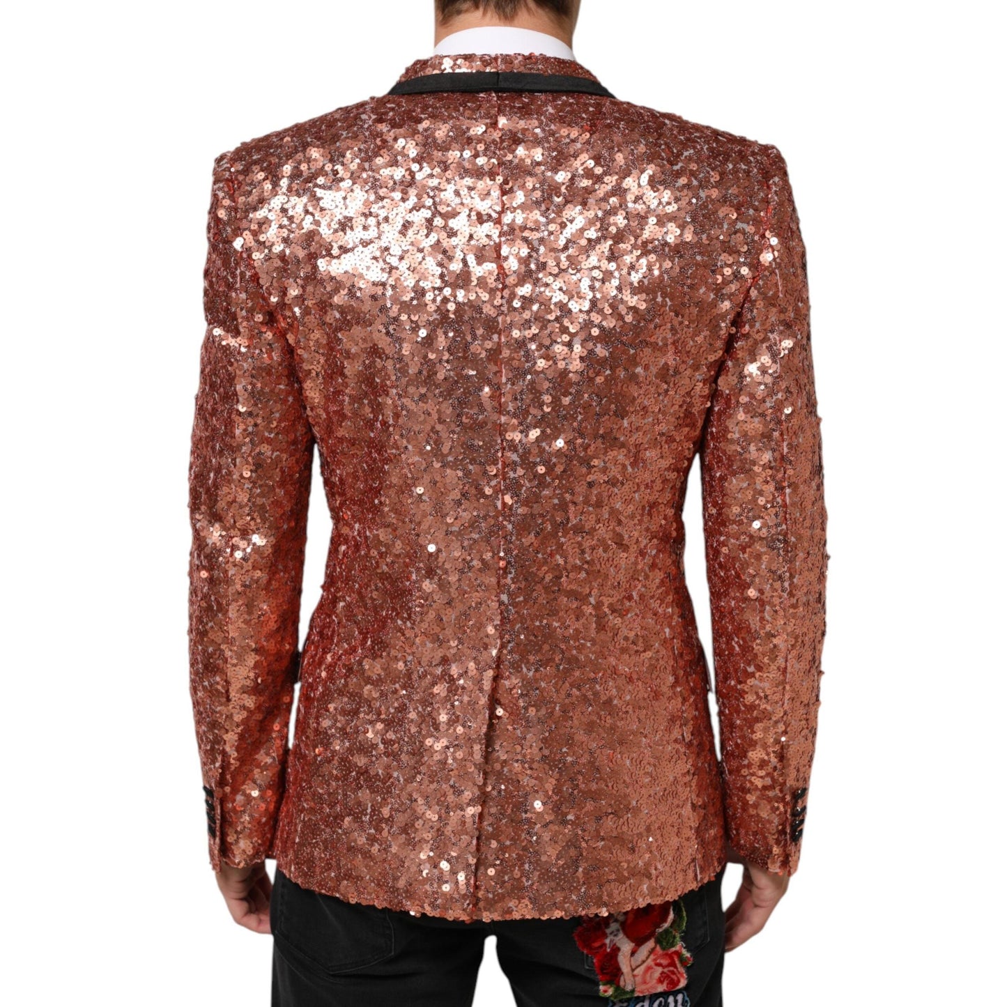 Dolce & Gabbana Pink Sequin SICILIA 1 Button Men Suit Blazer