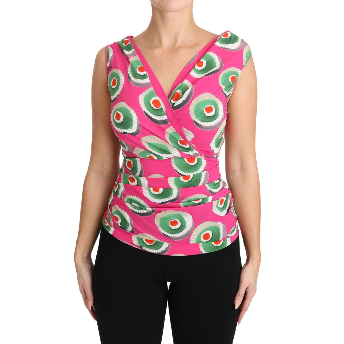 Dolce & Gabbana Pink Silk Stretch Sicilian Cake Top