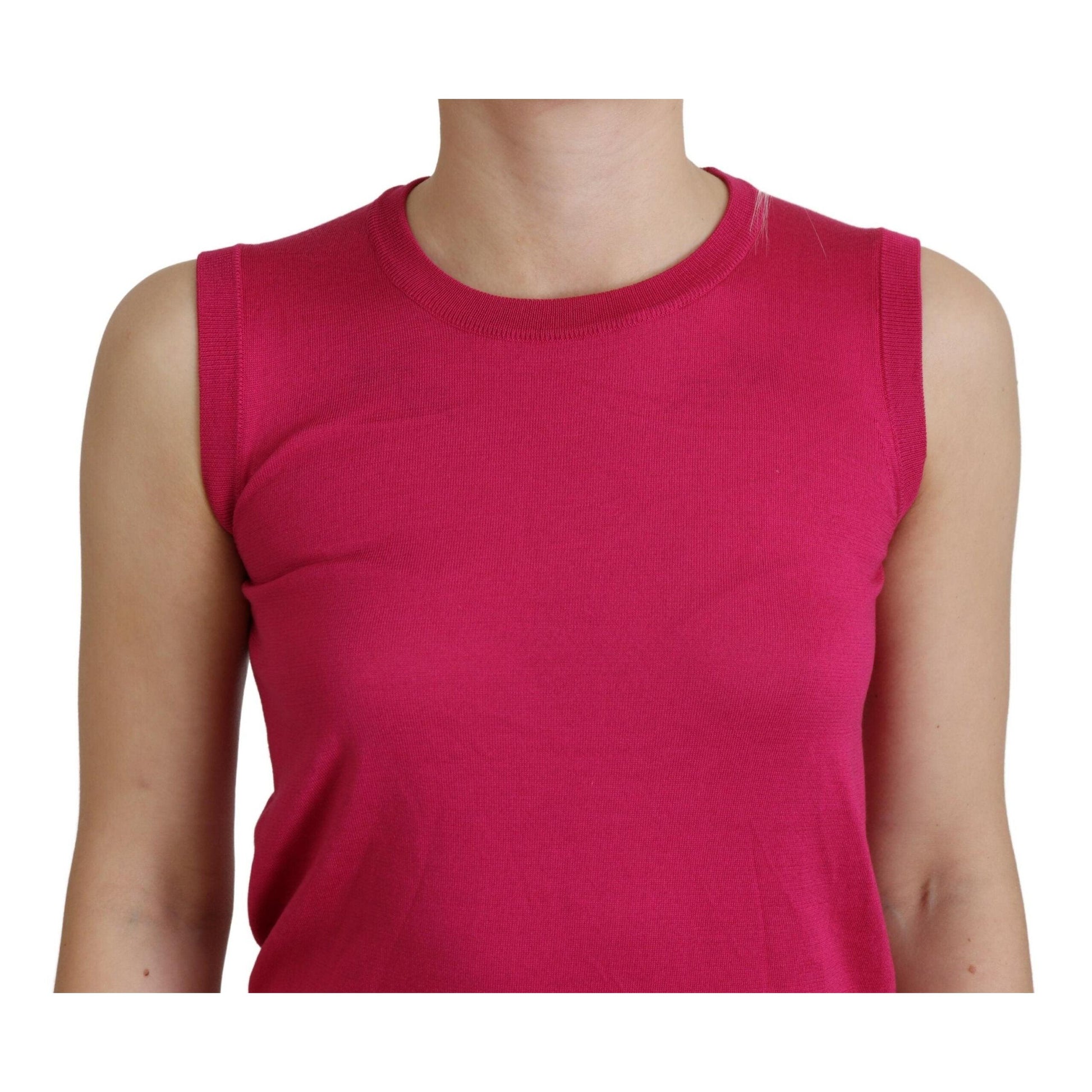 Dolce & Gabbana Pink Silk Vest Pullover Crewneck Tank Top