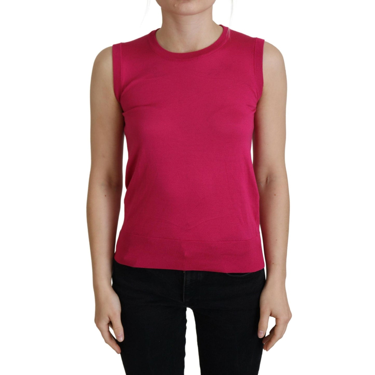 Dolce & Gabbana Pink Silk Vest Pullover Crewneck Tank Top