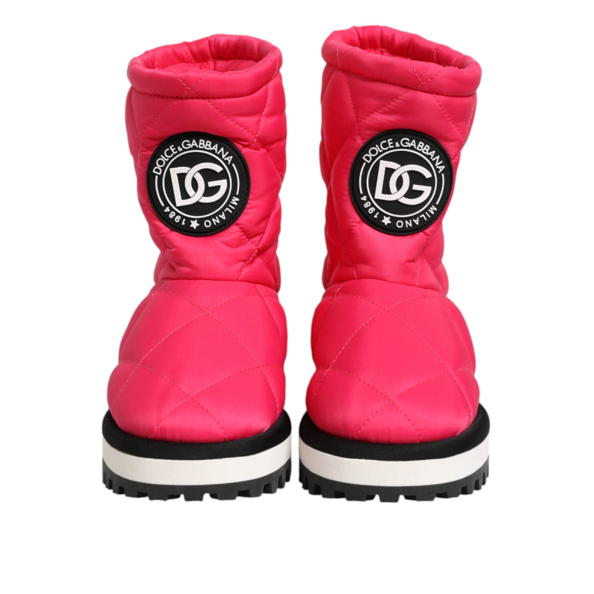 Dolce & Gabbana Pink White Viscose Padded Mid Calf Boots Shoes