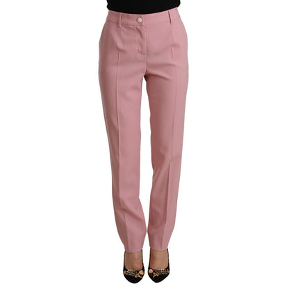 Dolce & Gabbana Pink Wool Stretch High Waist Trouser Pants