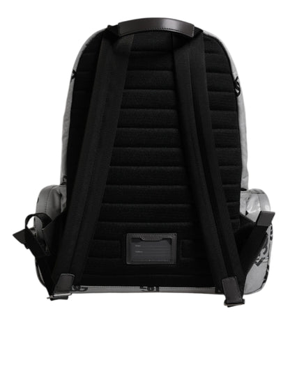 Dolce & Gabbana Polyester Gray Black DG Logo Plaque Backpack Bag