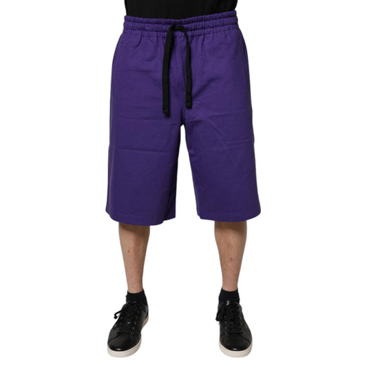 Dolce & Gabbana Purple Cotton Men Bermuda Sweatshorts Shorts