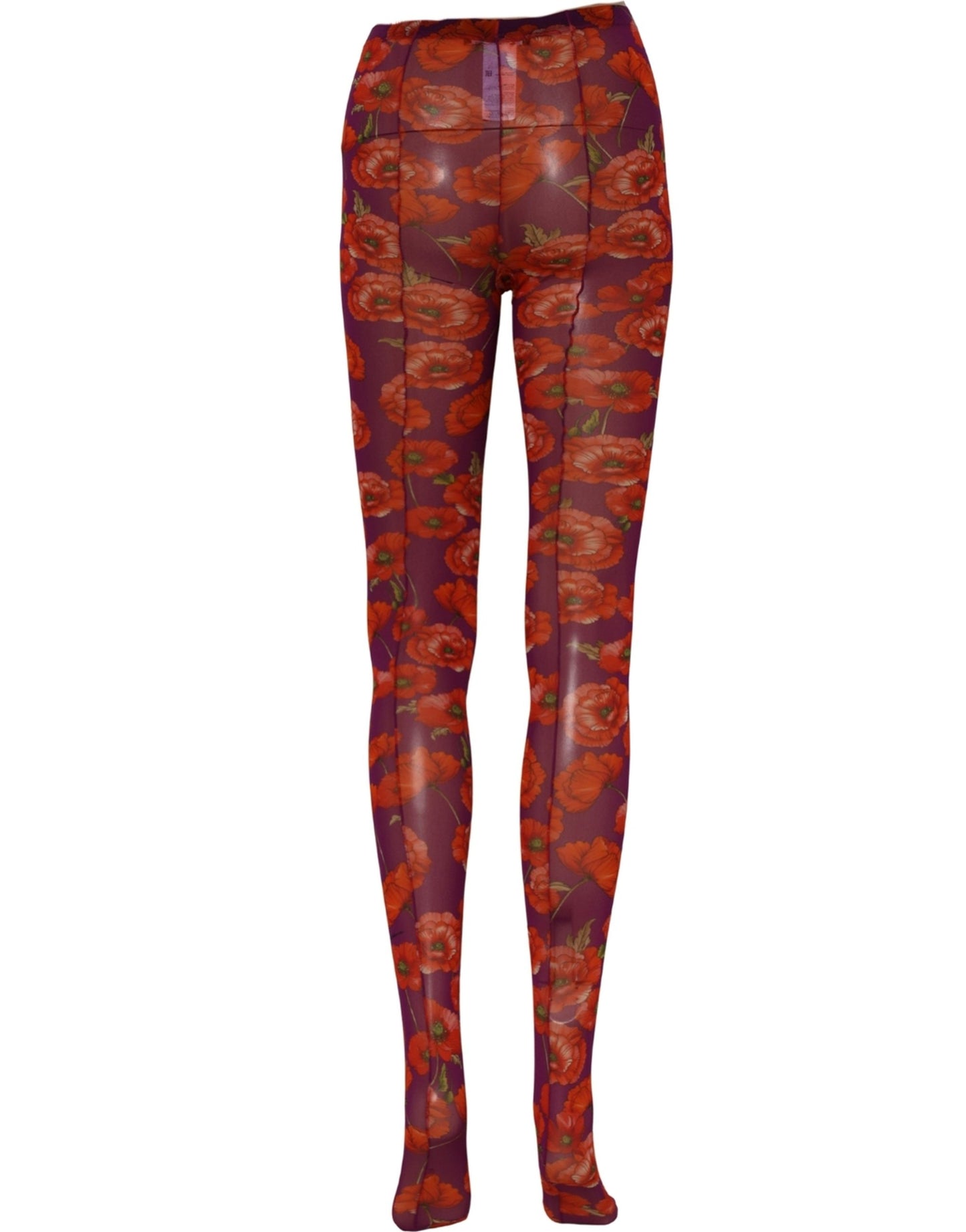 Dolce & Gabbana Purple Nylon Floral Print Tights Stockings Socks