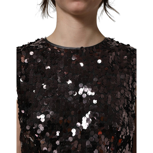 Dolce & Gabbana Purple Sequined Sleeveless Cropped Tank Top