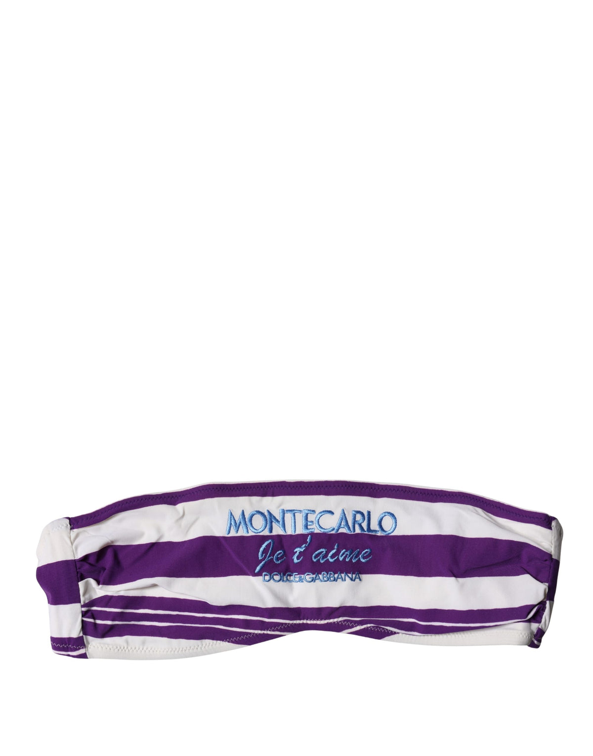 Dolce & Gabbana Purple White Stripes Nylon Bandeau Swimwear