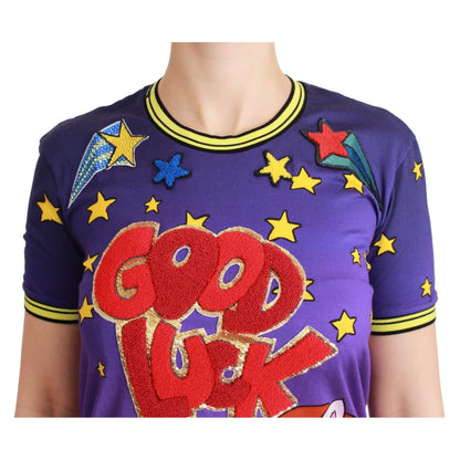 Dolce & Gabbana Purple YEAR OF THE PIG Top Cotton T-shirt