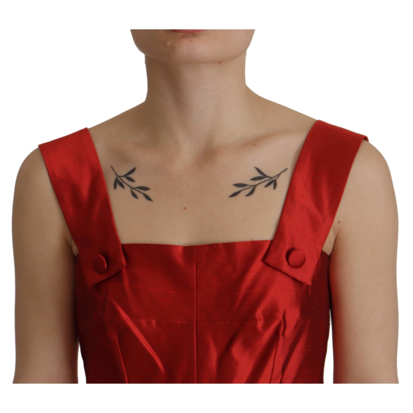 Dolce & Gabbana Red A-line Pleated Satin Silk Dress