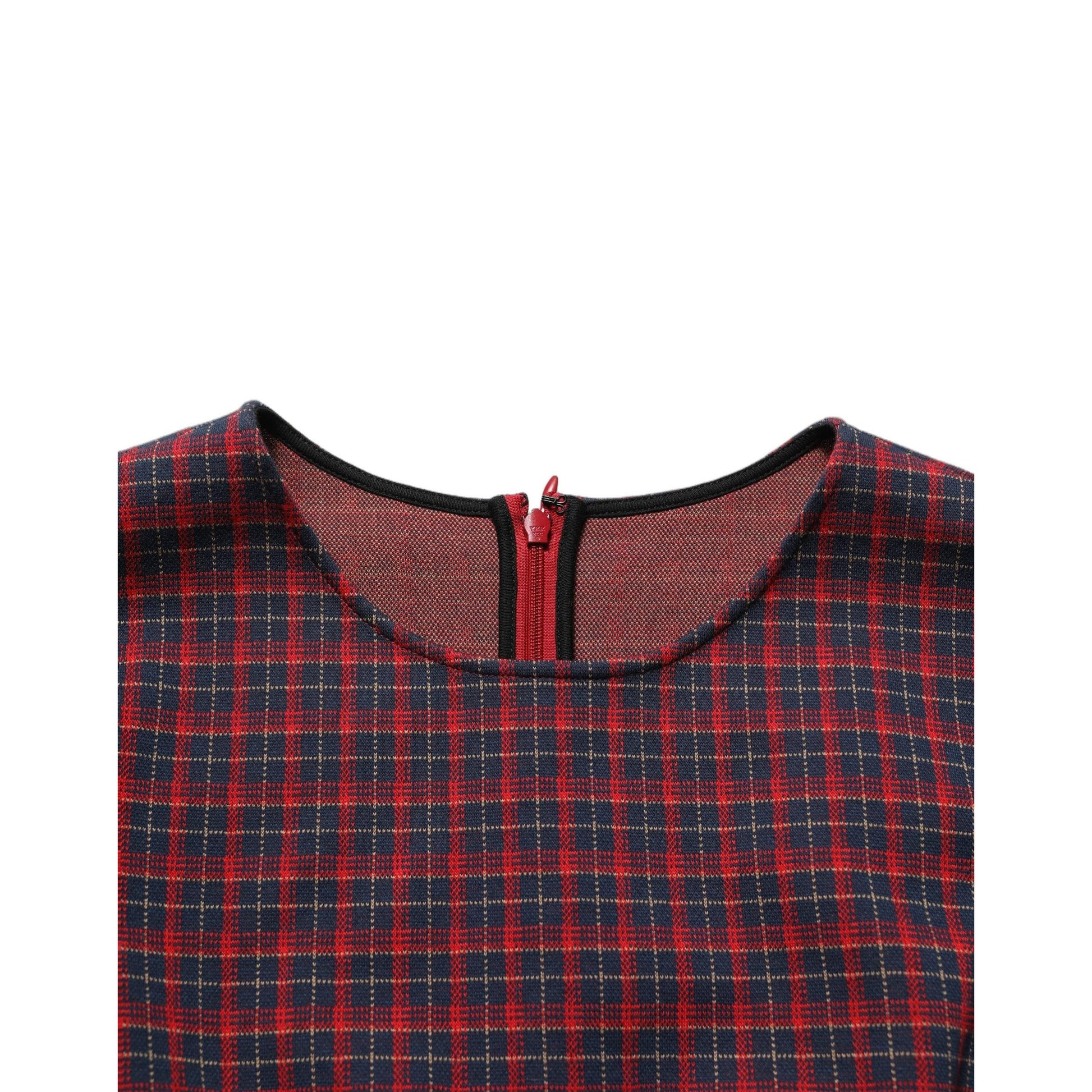 Dolce & Gabbana Red Black Checkered ShortSleeve Sheath Dress