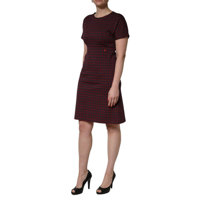 Dolce & Gabbana Red Black Checkered ShortSleeve Sheath Dress
