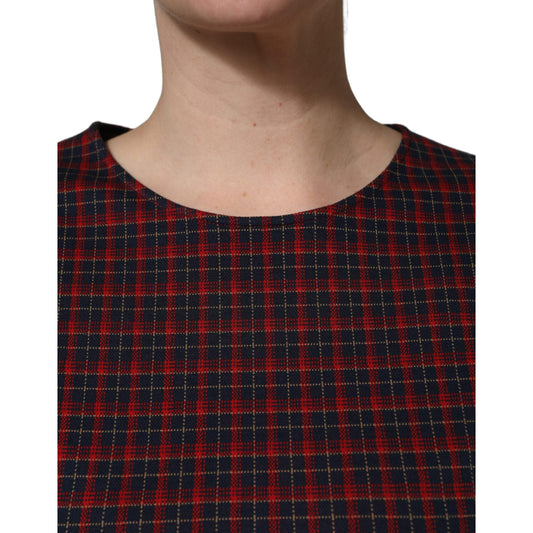 Dolce & Gabbana Red Black Checkered ShortSleeve Sheath Dress