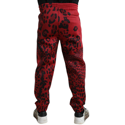 Dolce & Gabbana Red Black Leopard Stretch Jogger Pants
