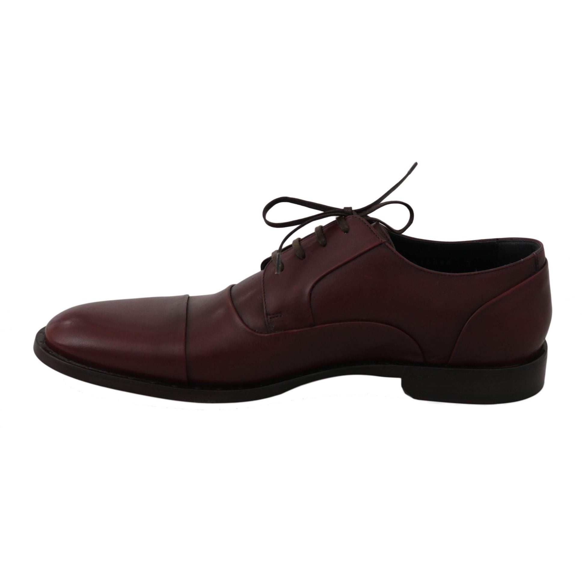 Dolce & Gabbana Red Bordeaux Leather Derby Formal Shoes
