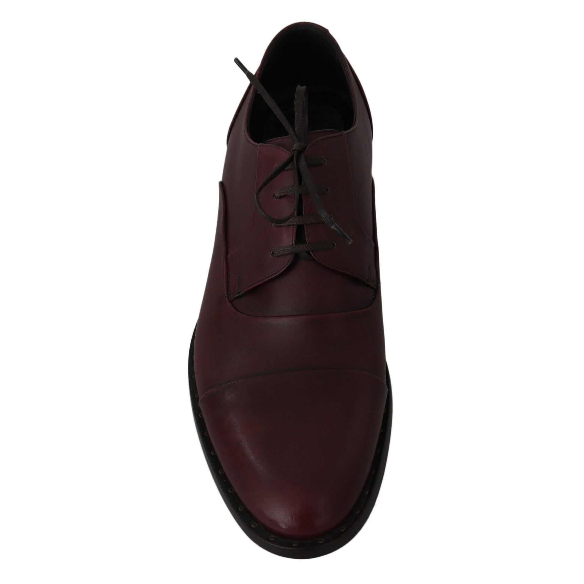 Dolce & Gabbana Red Bordeaux Leather Derby Formal Shoes