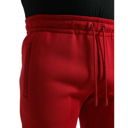 Dolce & Gabbana Red Cotton Blend Skinny Jogger Pants