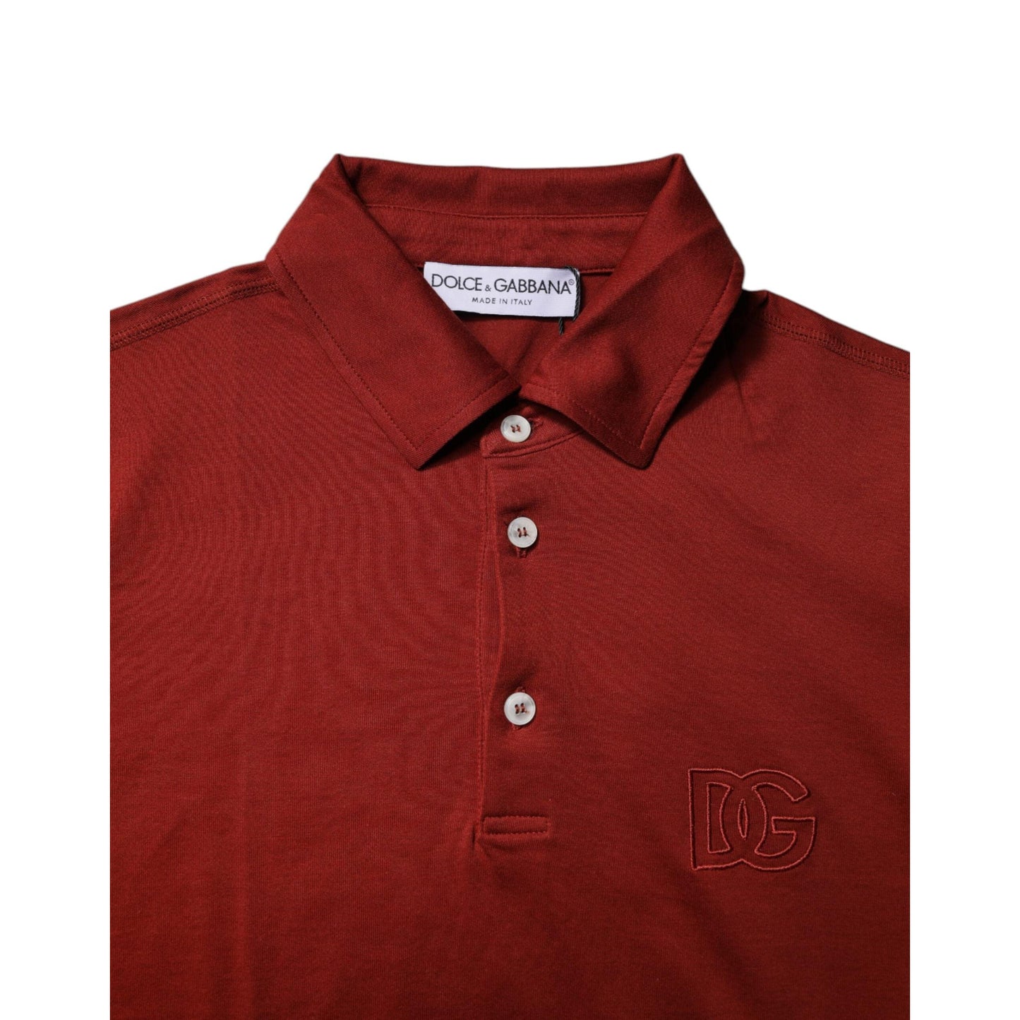 Dolce & Gabbana Red Cotton DG Logo Collared Men Polo T-shirt