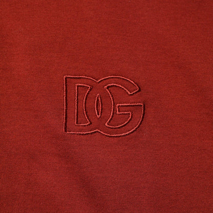 Dolce & Gabbana Red Cotton DG Logo Collared Men Polo T-shirt