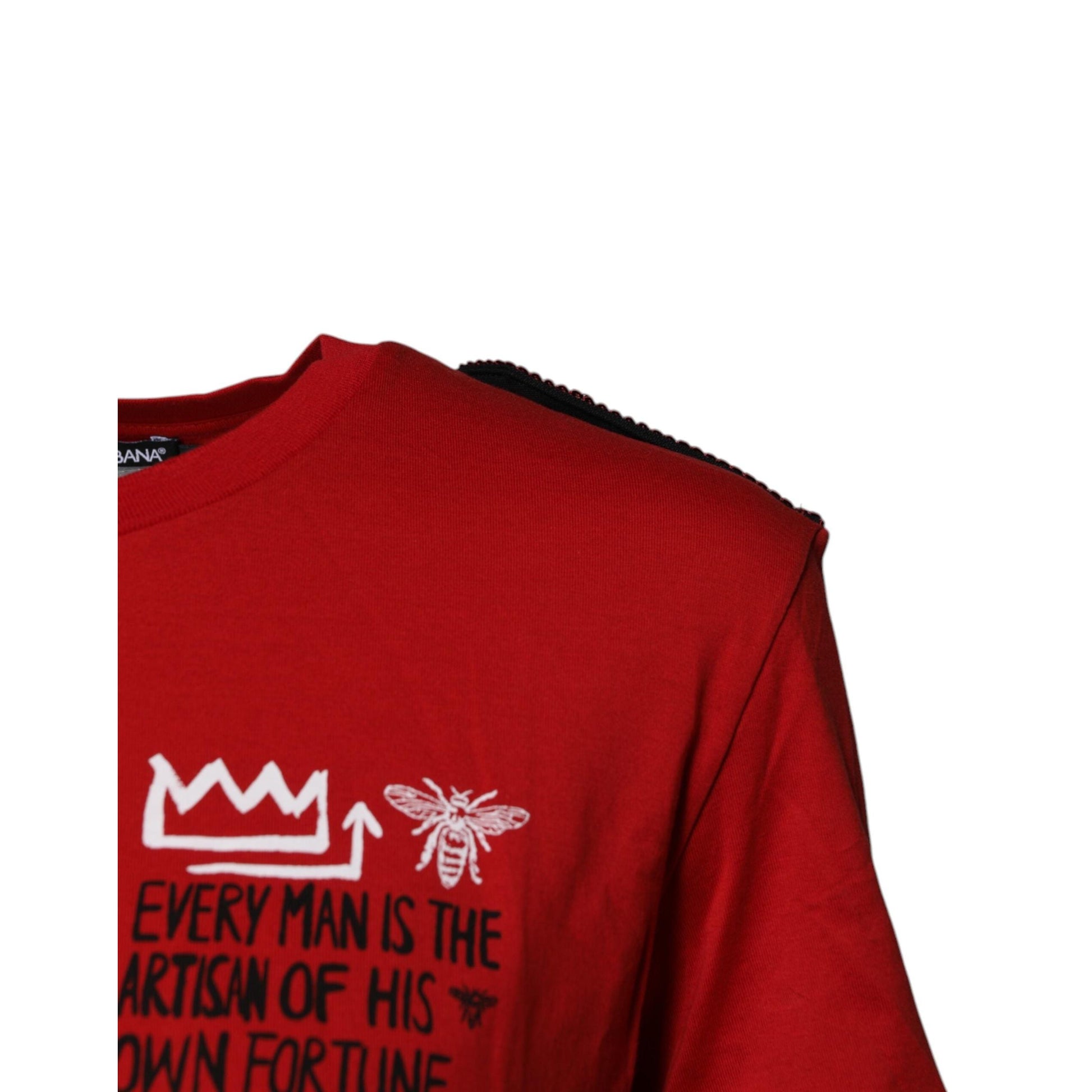 Dolce & Gabbana Red Cotton Round Neck Short Sleeves T-shirt