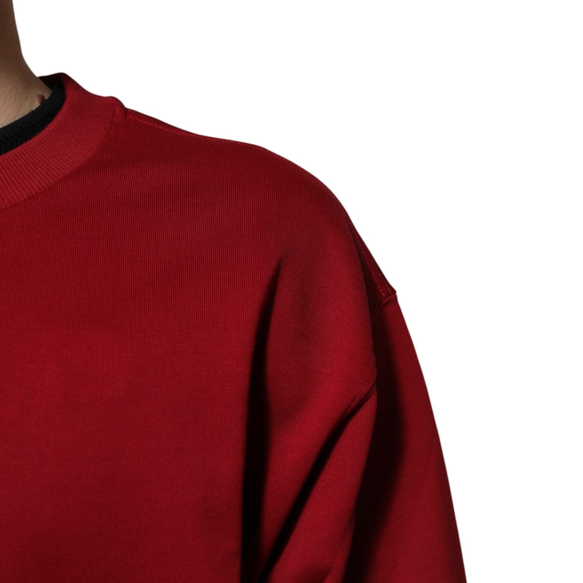 Dolce & Gabbana Red Embossed Logo Cotton Crew Neck Sweater