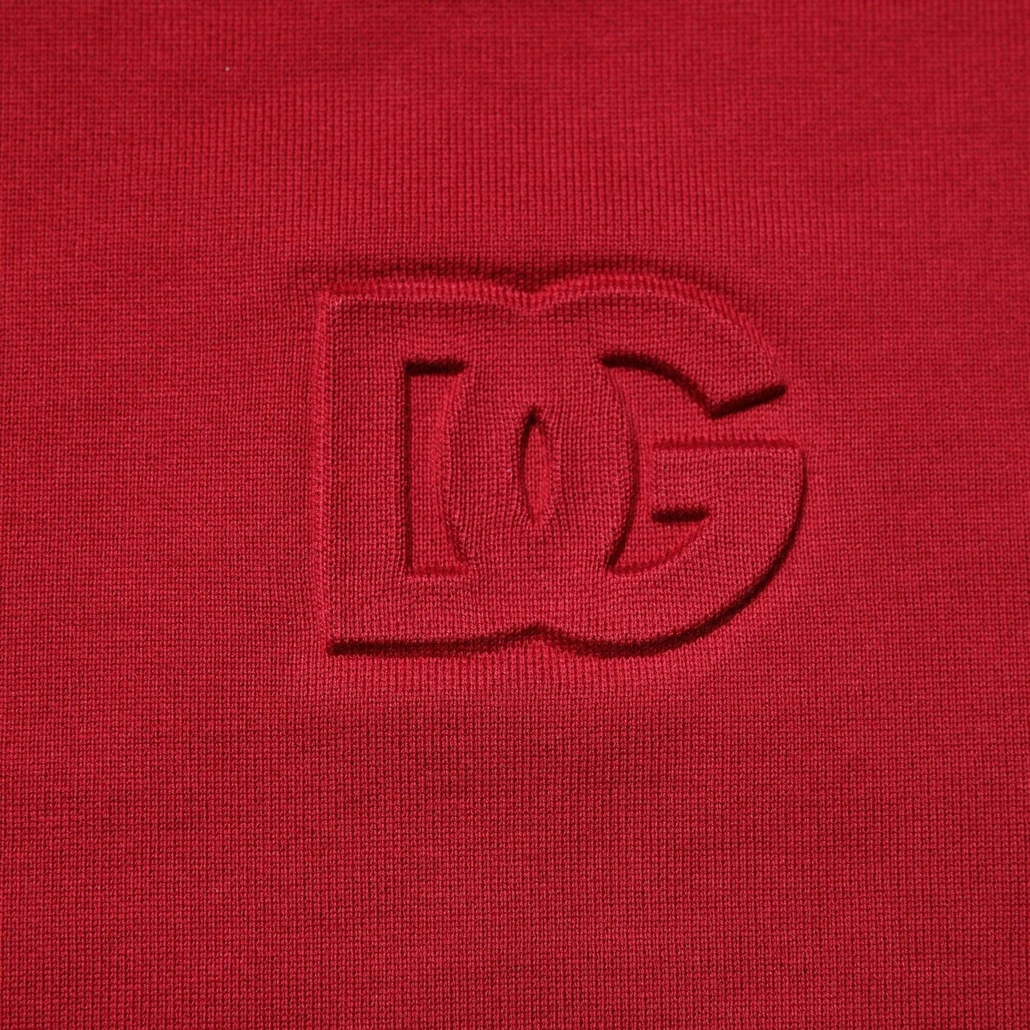Dolce & Gabbana Red Embossed Logo Cotton Crew Neck Sweater