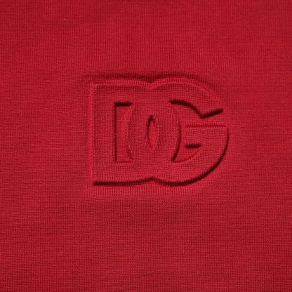 Dolce & Gabbana Red Embossed Logo Cotton Crew Neck Sweater