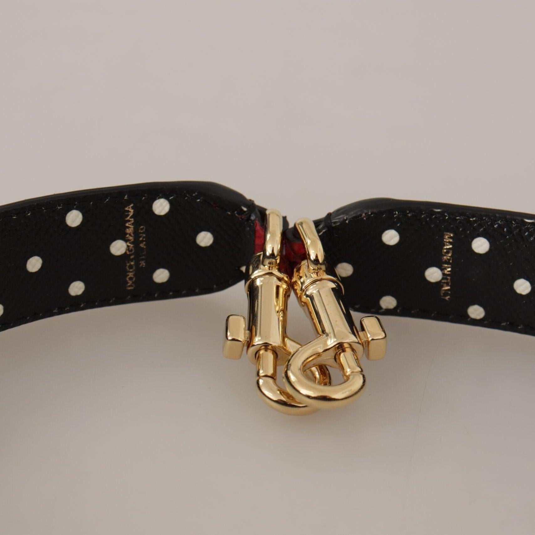 Dolce & Gabbana Red Exotic Leather Crystals Bag Shoulder Strap