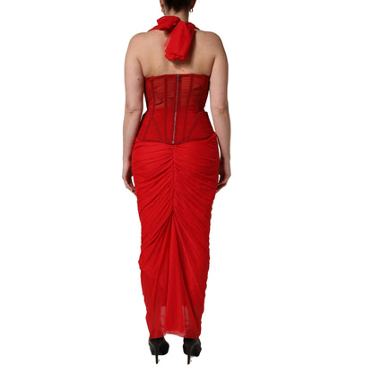 Dolce & Gabbana Red Halter Sleeveless Sheath Dress