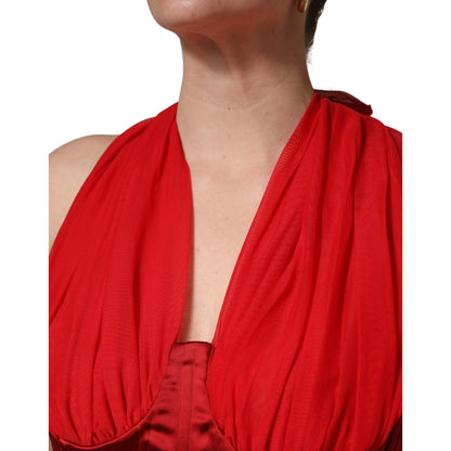 Dolce & Gabbana Red Halter Sleeveless Sheath Dress