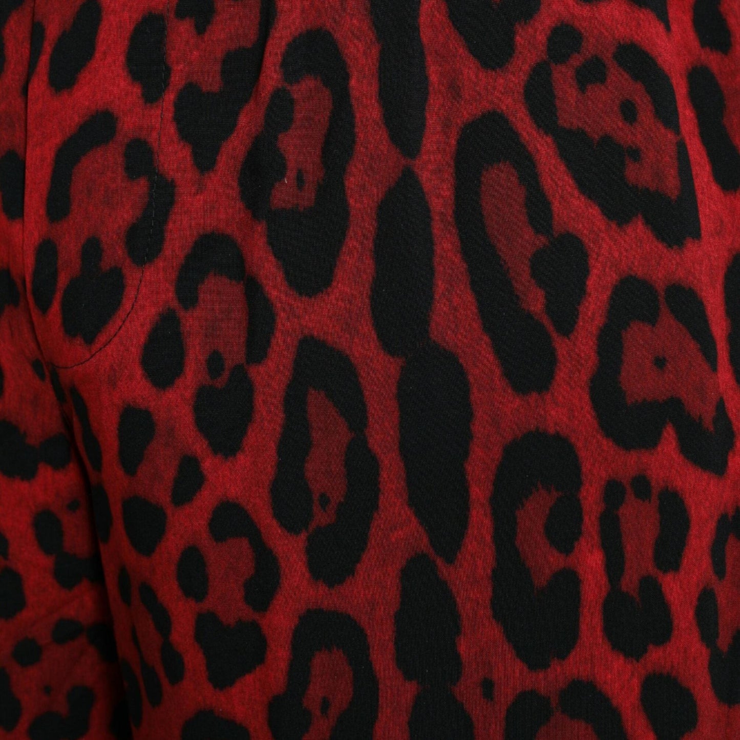 Dolce & Gabbana Red Leopard Print Viscose Bermuda Shorts