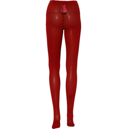 Dolce & Gabbana Red Nylon Tights Stocking Pantyhose Socks