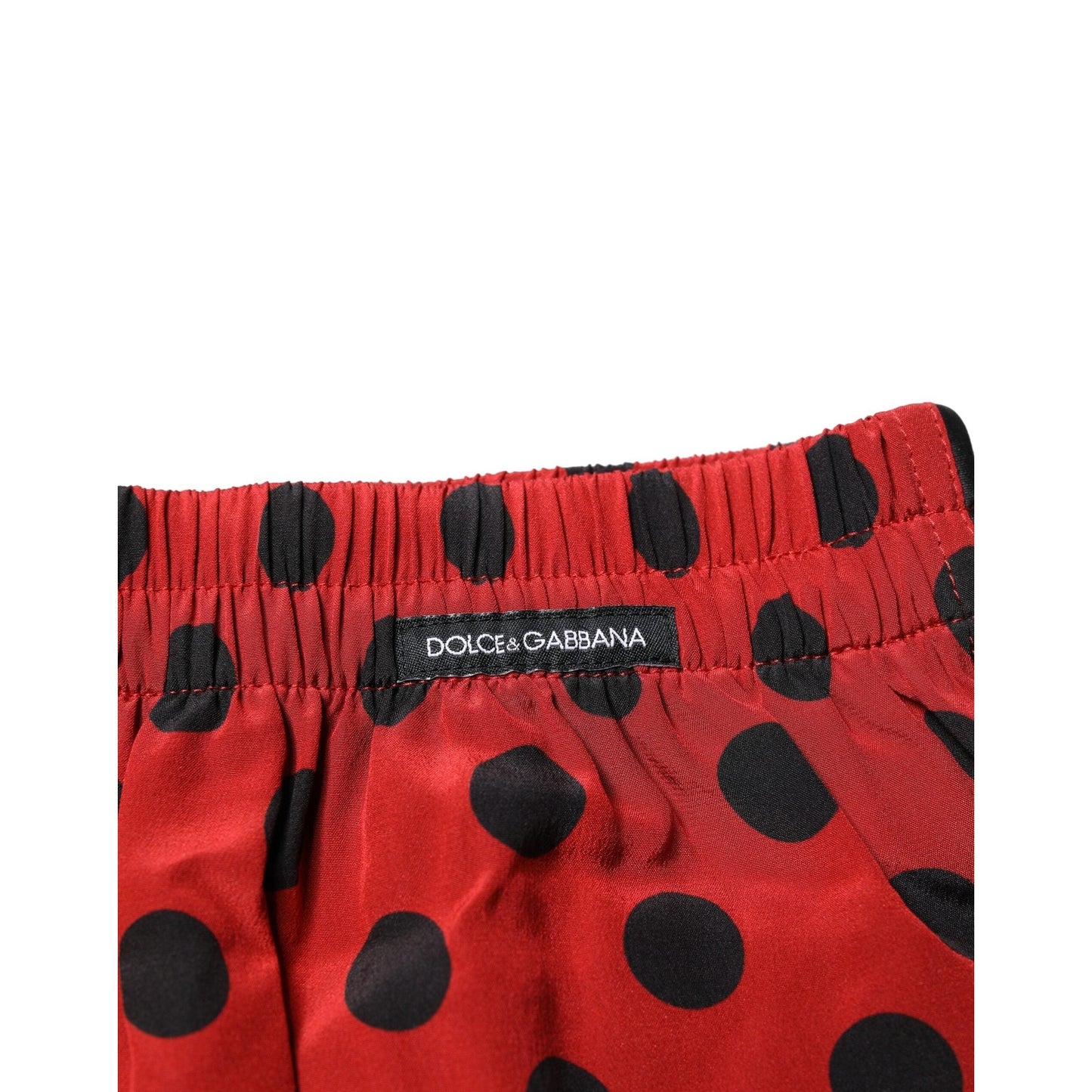Dolce & Gabbana Red Silk Polka Dot Beachwear Shorts Swimwear