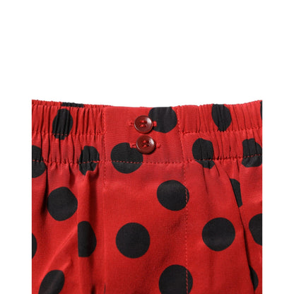 Dolce & Gabbana Red Silk Polka Dot Beachwear Shorts Swimwear
