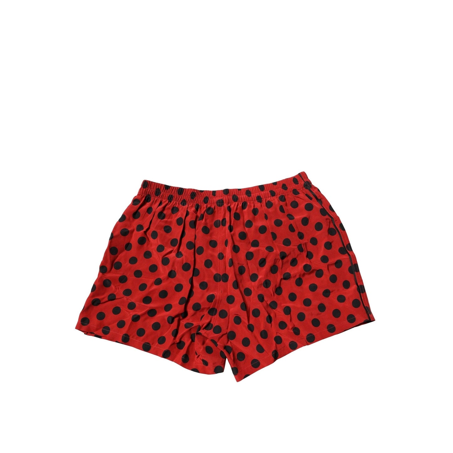 Dolce & Gabbana Red Silk Polka Dot Beachwear Shorts Swimwear