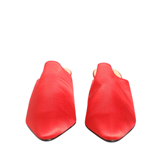 Dolce & Gabbana Red Suede Heel Mule Shoes