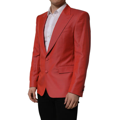 Dolce & Gabbana Red Wool Single Breasted Men Blazer Jacket
