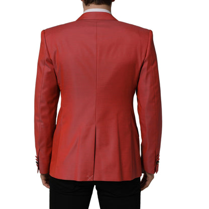 Dolce & Gabbana Red Wool Single Breasted Men Blazer Jacket