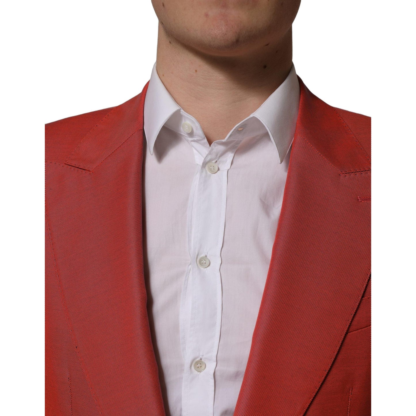 Dolce & Gabbana Red Wool Single Breasted Men Blazer Jacket