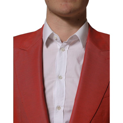 Dolce & Gabbana Red Wool Single Breasted Men Blazer Jacket