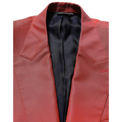 Dolce & Gabbana Red Wool Single Breasted Men Blazer Jacket
