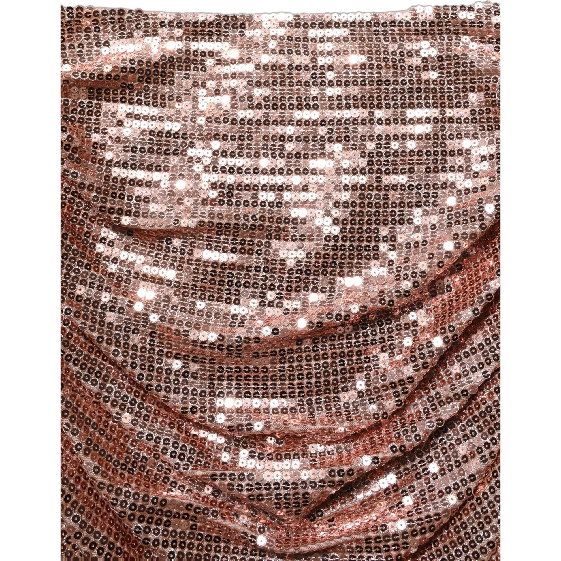 Dolce & Gabbana Rose Gold Sequin High Waist Ruched Maxi Skirt