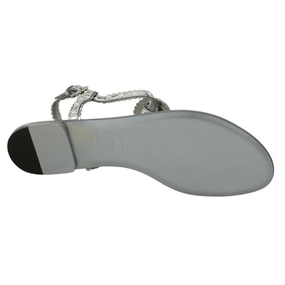 Dolce & Gabbana Silver Crystal Sandals Flip Flops Shoes