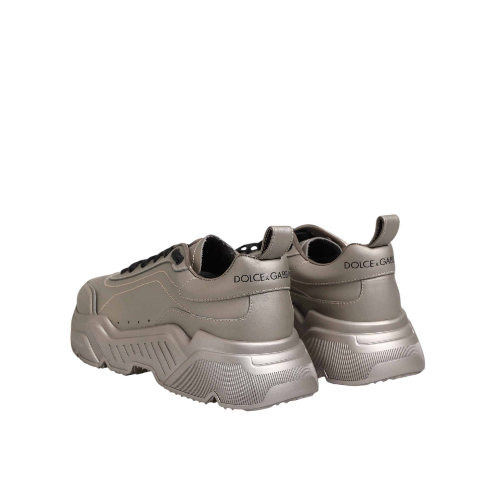 Dolce & Gabbana Silver DAYMASTER Leather Men Sneakers Shoes